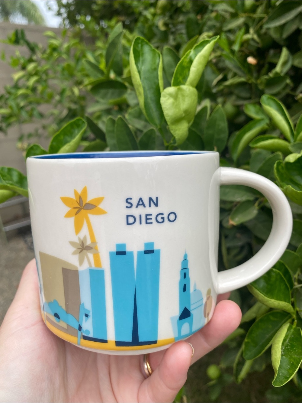 Starbucks San Diego Ceramic Mug - Blue, Yellow & White